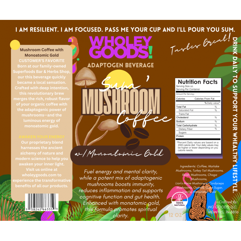 6 x 5  Wholey Goods Colorful Juice Mushroom Coffee
