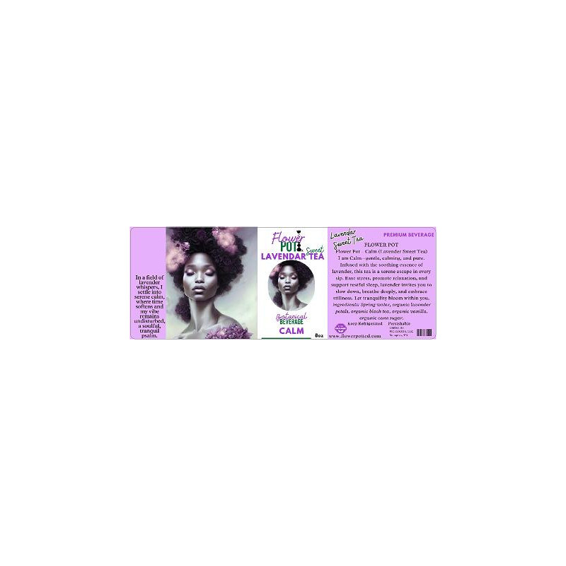 6 x 2.19 Lavendar Sweet Tea bottle label