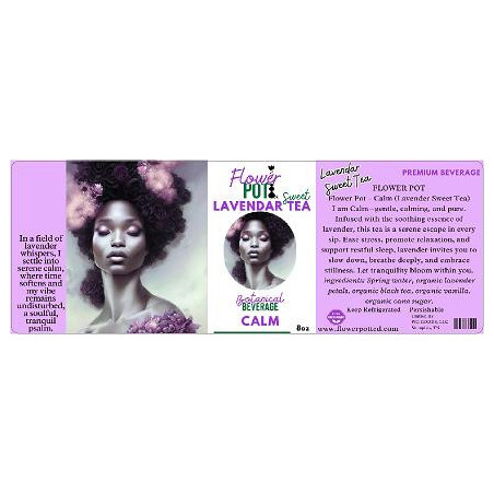 6 x 2.19 Lavendar Sweet Tea bottle label