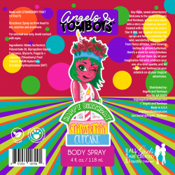 4 x 4 A & T  Happy Birthday Strawberry cupcake body spray