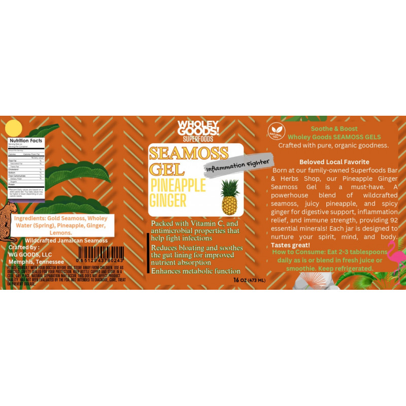7 x 3 Wholey Goods Seamoss Pineapple Ginger