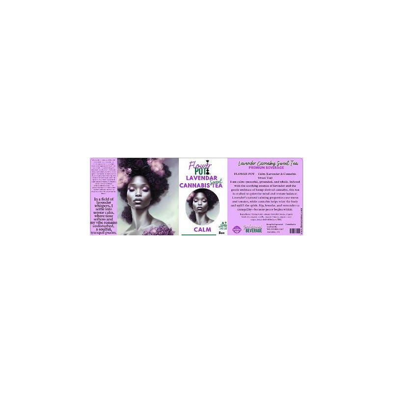6 x 2.19 Lavendar Cannabis Tea bottle label