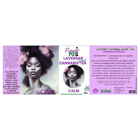 6 x 2.19 Lavendar Cannabis Tea bottle label