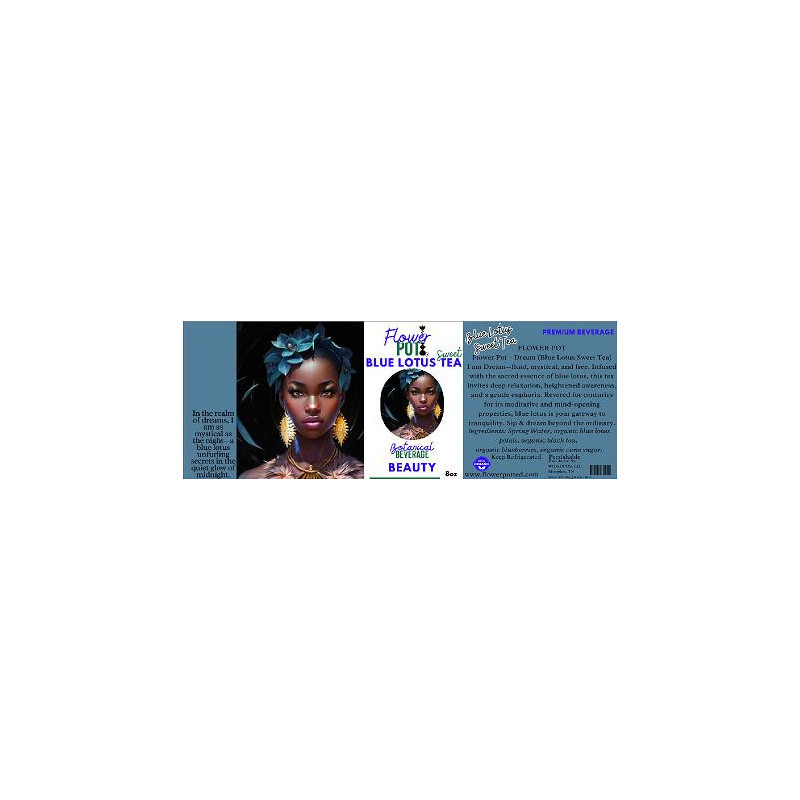 6 x 2.19 Blue Lotus Tea bottle label