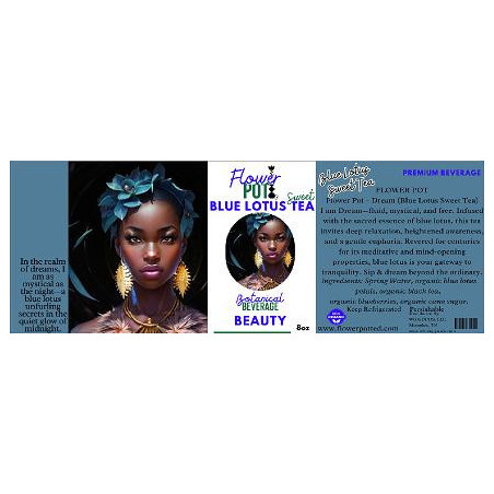 6 x 2.19 Blue Lotus Tea bottle label